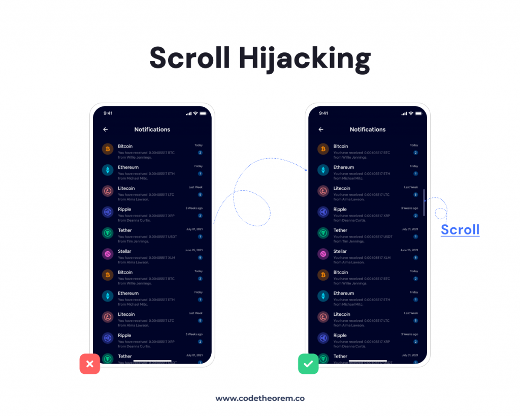 Scroll Hijacking in User Frustration