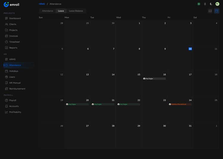 emroll hrms row one 5