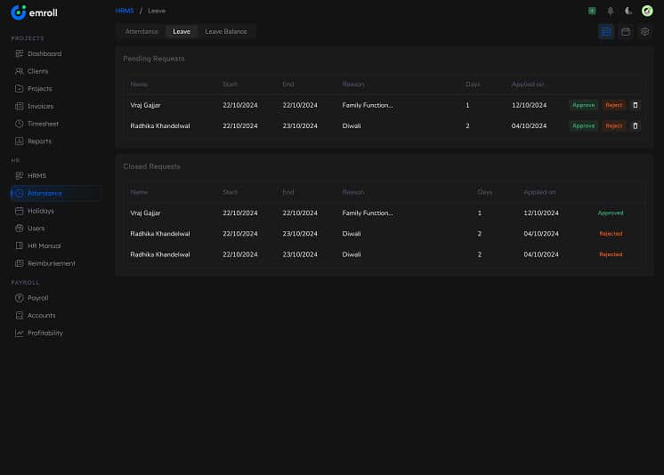 emroll hrms row two 4